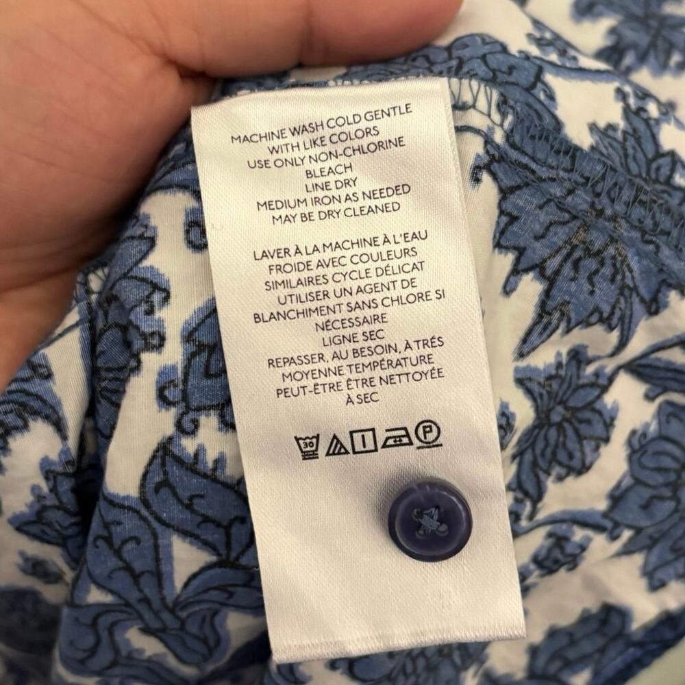 Anthropologie 100% Cotton Blue White Talavera Floral MidiDress Size Small Petite - Picture 4 of 5